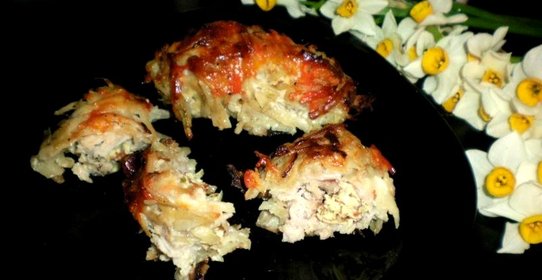 Мясные рулетики в картофельной панировке