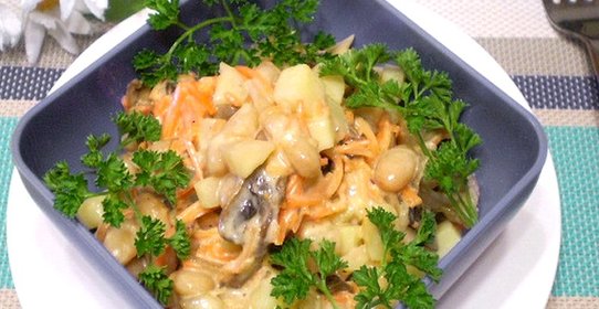 Салат с корейской морковкой и фасолью