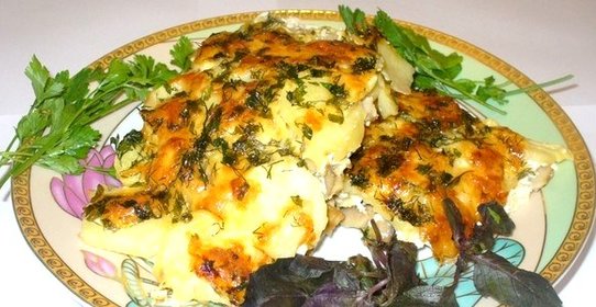 Картофель с сыром и грибами