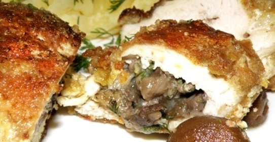 Маслята с курицей