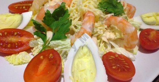 Салат креветки пекинская капуста