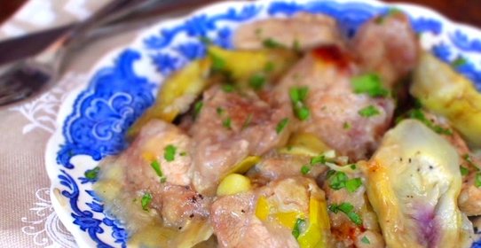 Свинина с луком-пореем