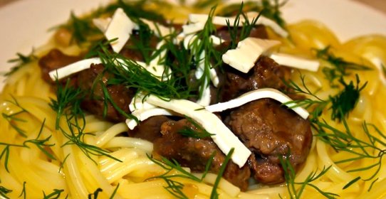 Баранина с макаронами