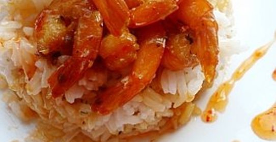 Рис с креветками, мятой, сладким чили