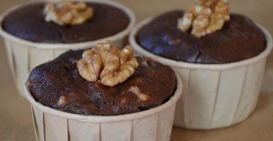 Кофейно-шоколадные кексы с орехами