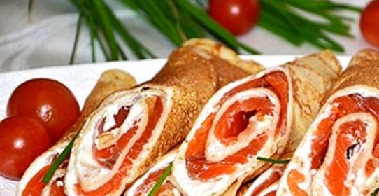 Блинные рулеты с рыбой