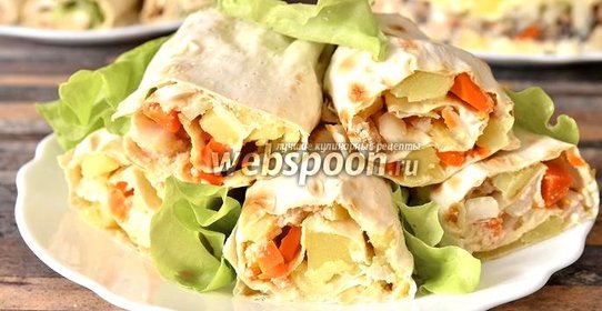 Рулет из лаваша с икрой трески