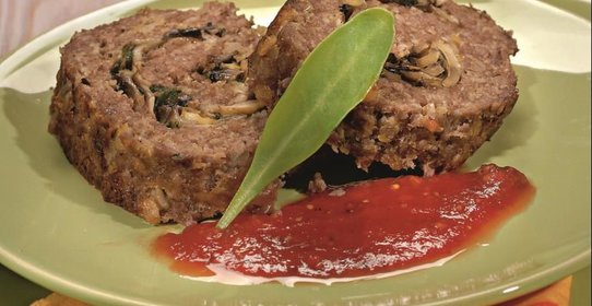 Рулет с грибами и шпинатом