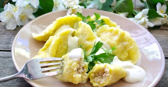 Вареники из картошки с курицей