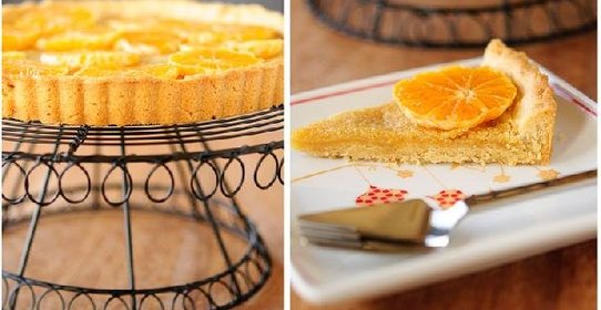 Открытый пирог с клементинами, имбирем и франджипани