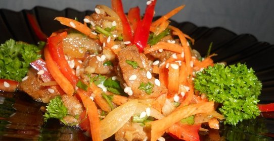 Корейский салат с рыбой