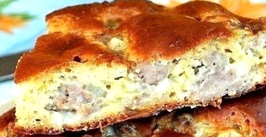 Быстрый мясной пирог на кефирном тесте