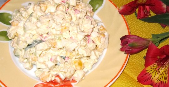 Салат крабовый с капустой