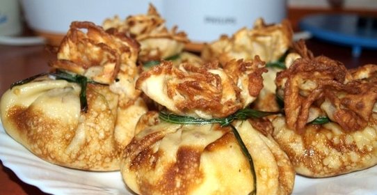 Жульен в блинных мешочках