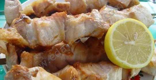 Шашлык из рыбы, белуги