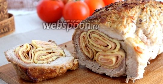 Мясной рулет с блинами