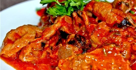 Гуляш из куриных потрохов