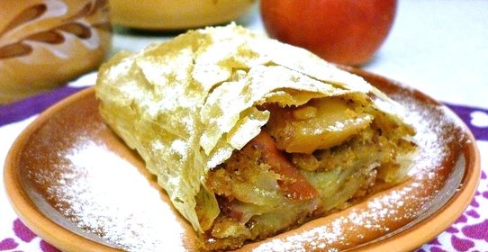 Яблочный штрудель из теста фило