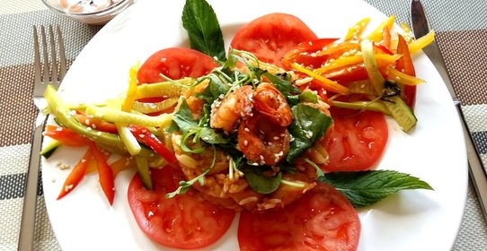 Имбирный «плов» с креветками