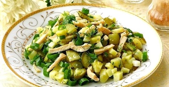 Салат из кальмаров с овощами