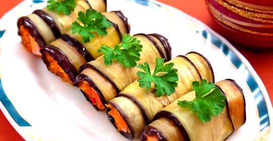 Рулетики из баклажанов