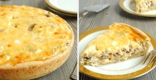 Лоранский пирог с курицей и грибами