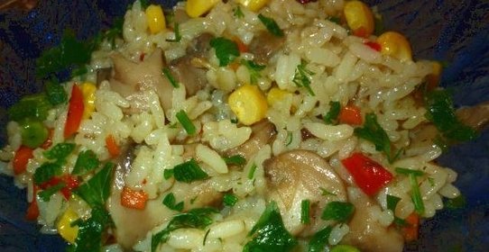 Плов с грибами и овощами