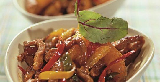 Телятина с апельсинами и перцем