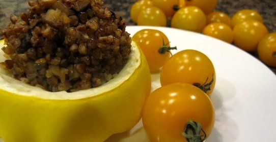 Патиссоны, фаршированные гречкой
