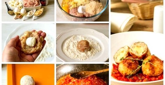 Куриные фрикадельки с моцареллой