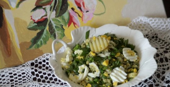 Салат с молодым картофелем и щавелем