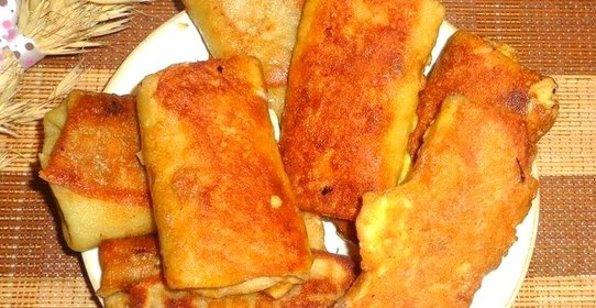 Блинные рулетики с картофелем луком и имбирем