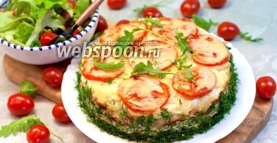 Пирог с куриным филе, кабачками и творогом