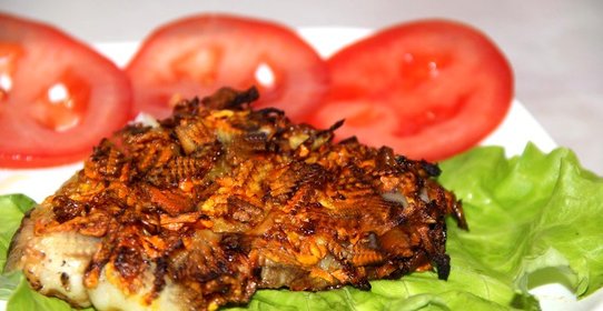 Морской язык запеченный под овощами