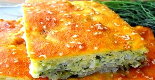 Заливной пирог с капустой на кефире