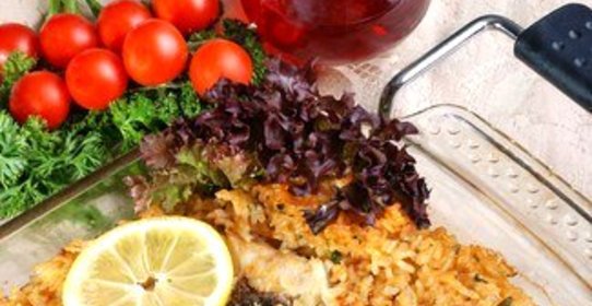 Плов с севрюгой в духовке