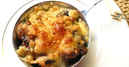 Жюльен из мидий с креветками и грибами