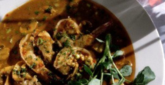 Тайский зеленый карри с креветками