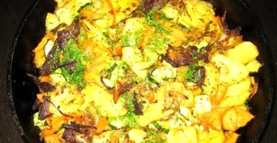 Жареная говядина с картошкой