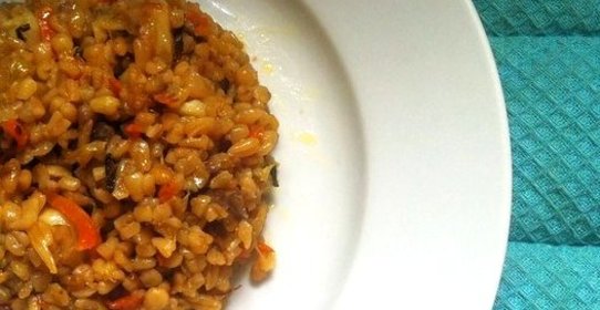 Веганский плов из булгура с баклажанами (постный)