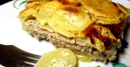 Фарш с картошкой в духовке