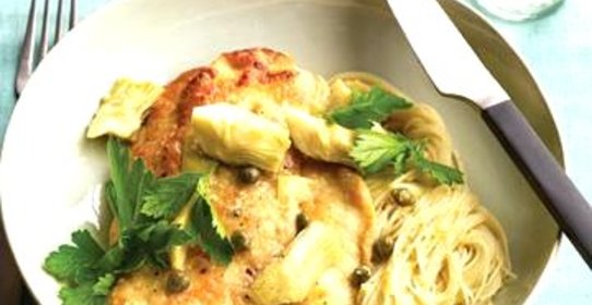 Куриные котлеты с артишоками и макаронами