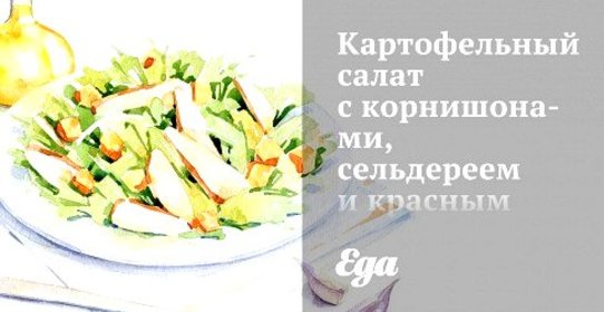 Картофельный салат с корнишонами, сельдереем и красным луком