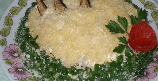 Салат Рыбки в пруду с оливковым маслом