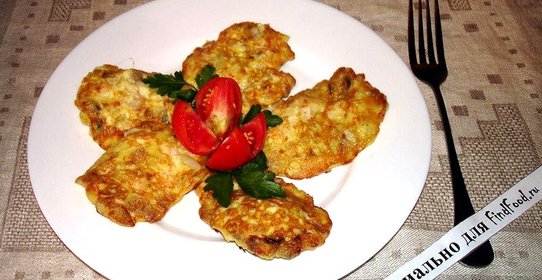 Нежные оладушки с курицей и грибами