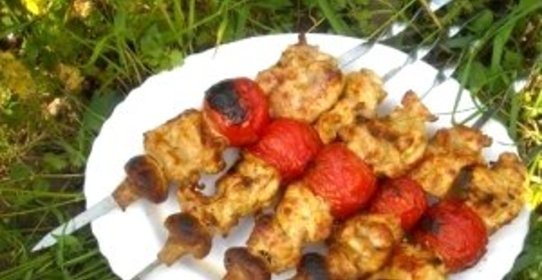 Шашлык из курицы в майонезе