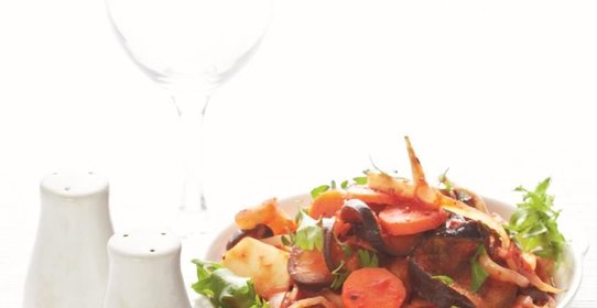 Быстрый рататуй из запеченных зимних овощей и баклажанов