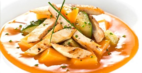 Куриный салат с дыней и йогуртовой заправкой