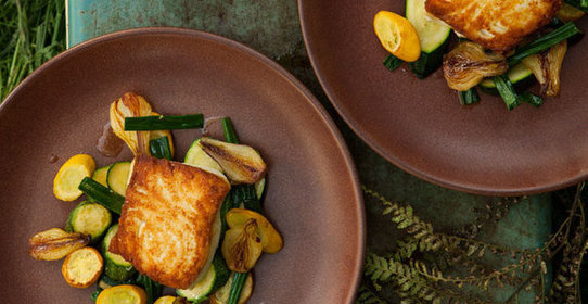 Палтус с овощами