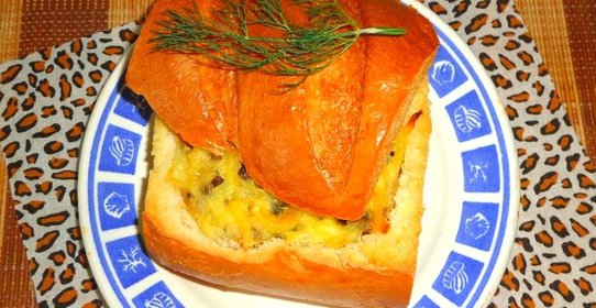 Батон запеченный с рисом и печенью